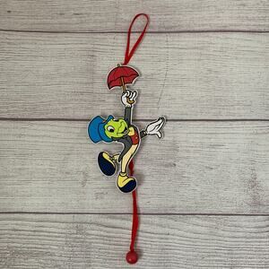 Vintage Disney Kurt Adler Wood Jiminy Cricket Christmas Ornament Pull String